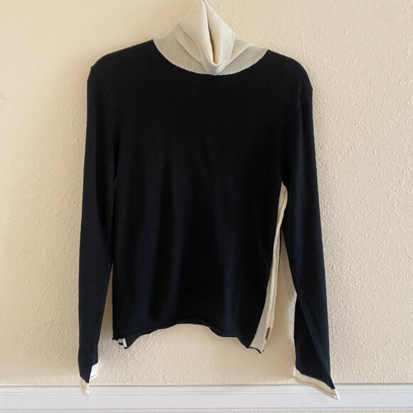 Vintage JPG's Jeans Black and White Contrast Turtleneck Sweater, Size I48 or M - Picture 2 of 11